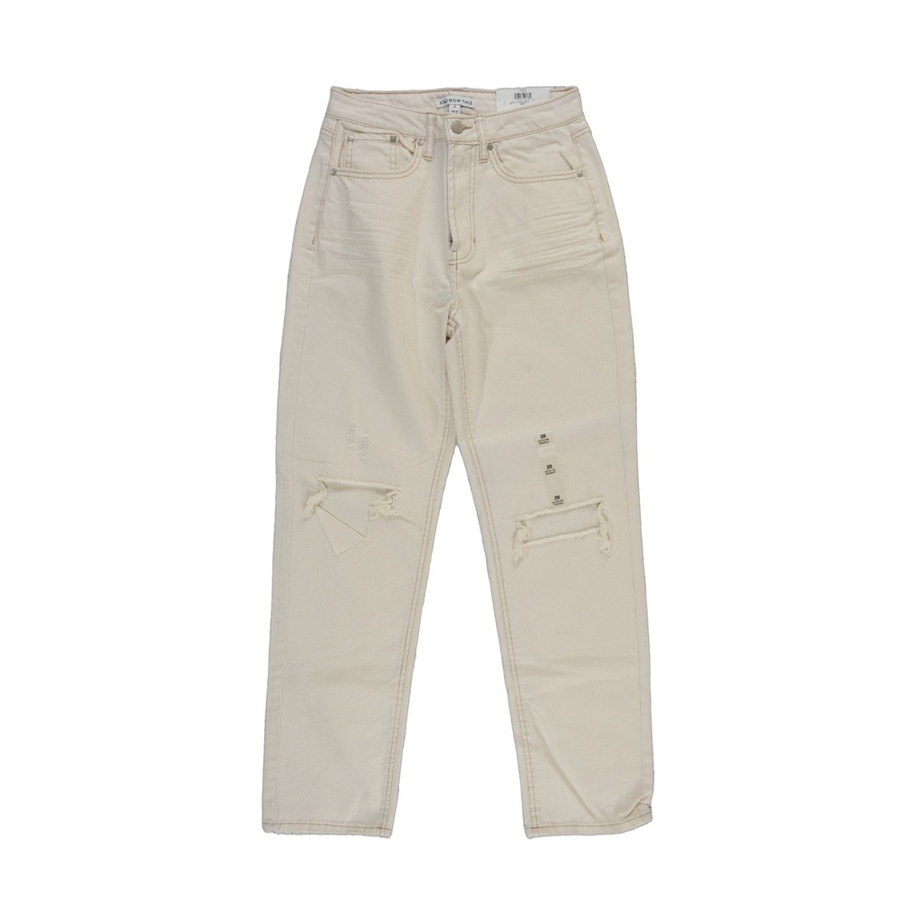 And Now This Cream Jeans Women's Size 28 Bone High Rise Distressed Straight Leg